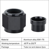 Evilenergy EVIL ENERGY AN Female Hardline Tube Nut & Sleeve Fitting For Aluminum Tubing 2PCS